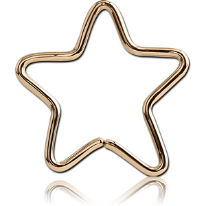 ZIRCON GOLD PVD COATED SURGICAL STEEL OPEN STAR SEAMLESS RING