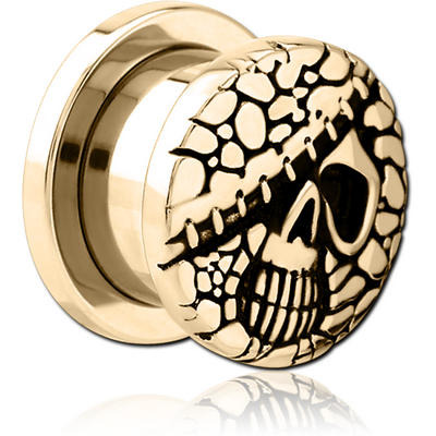 ZIRCON GOLD PVD STAINLESS STEEL THREADED TUNNEL WITH SURGICAL STEEL TOP