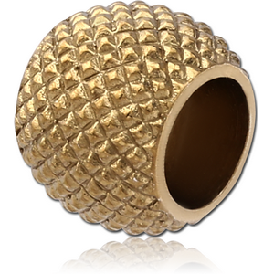 STERLING SILVER 925 ZIRCON GOLD PVD COATED BEAD - ROUND TEXTURE FINISH