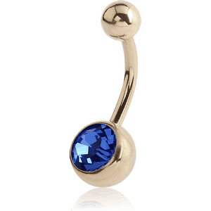 ZIRCON GOLD PVD COATED TITANIUM PREMIUM CRYSTAL JEWELLED NAVEL BANANA